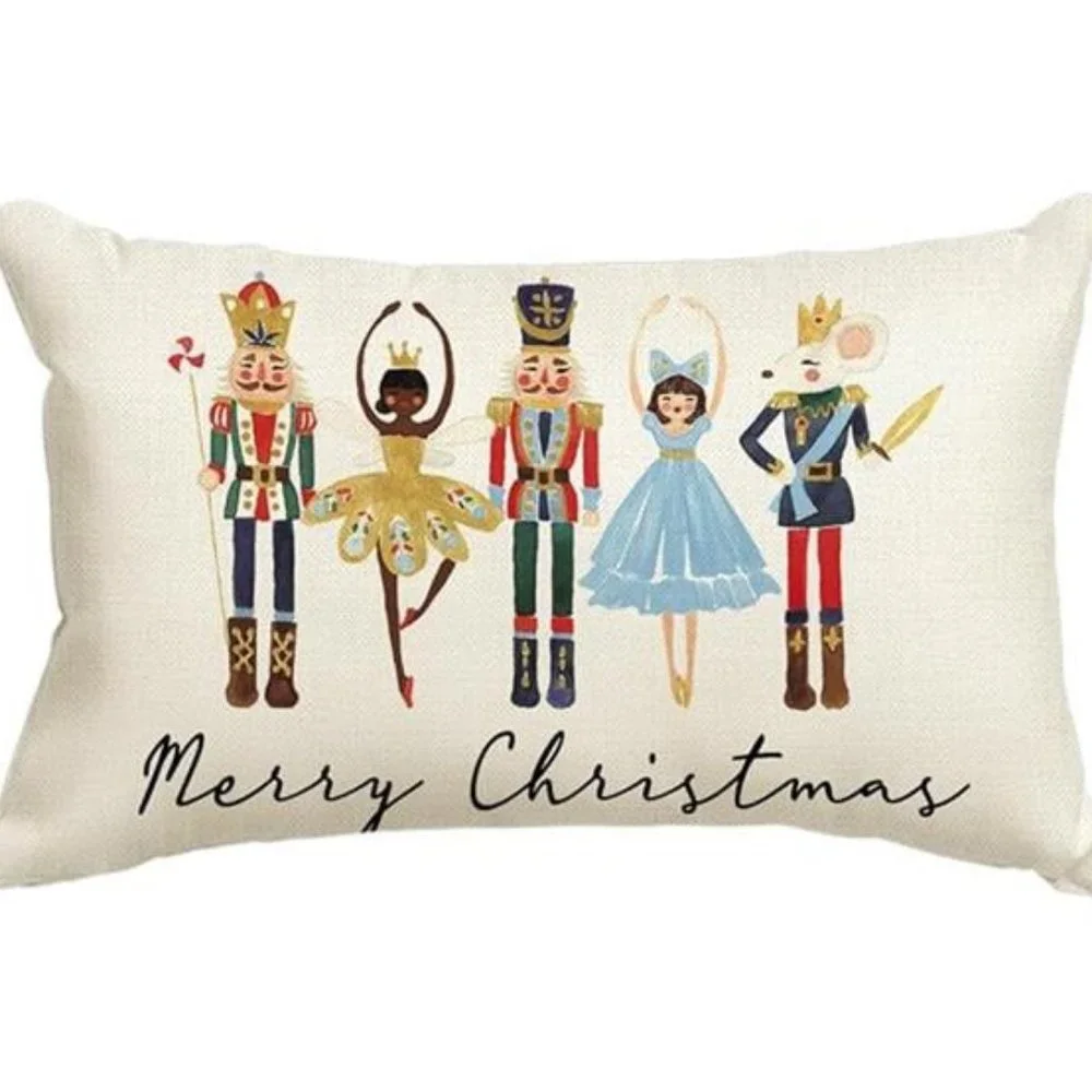 Nutcracker Pillow Cover Decorative Case Accent Xmas Holiday Home Christmas Decor